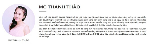 Chia sẻ từ MC Thanh Thảo sau trải nghiệm liệu trình trẻ hóa da tại viện thẩm mỹ ROHTO AOHAL CLINIC